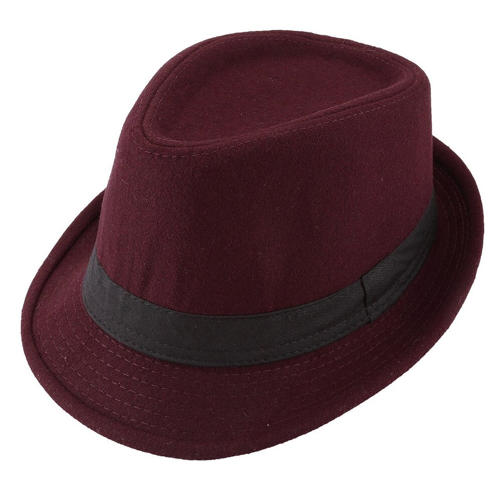 6396 Unisex Classic Manhattan Fedora Hat with Black Band Fashion Casual